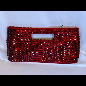 Red Crystal and Satin Clutch
